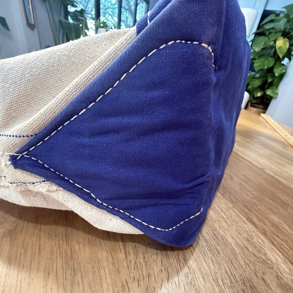 Vtg Lands End Heavy Canvas Tote Large Blue Trim USA - Picture 14 of 16